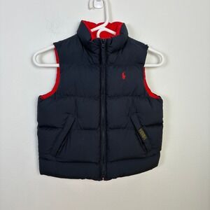 Polo‎ Ralph Lauren Puffer Vest Reversible Navy Red Kids 4T Boys Winter Snow